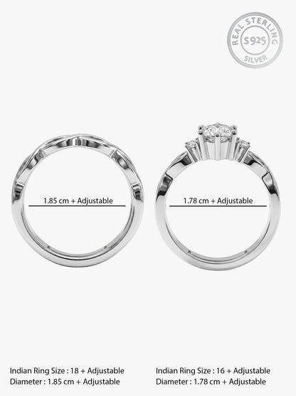 Silver Elegant Love Couples Rings