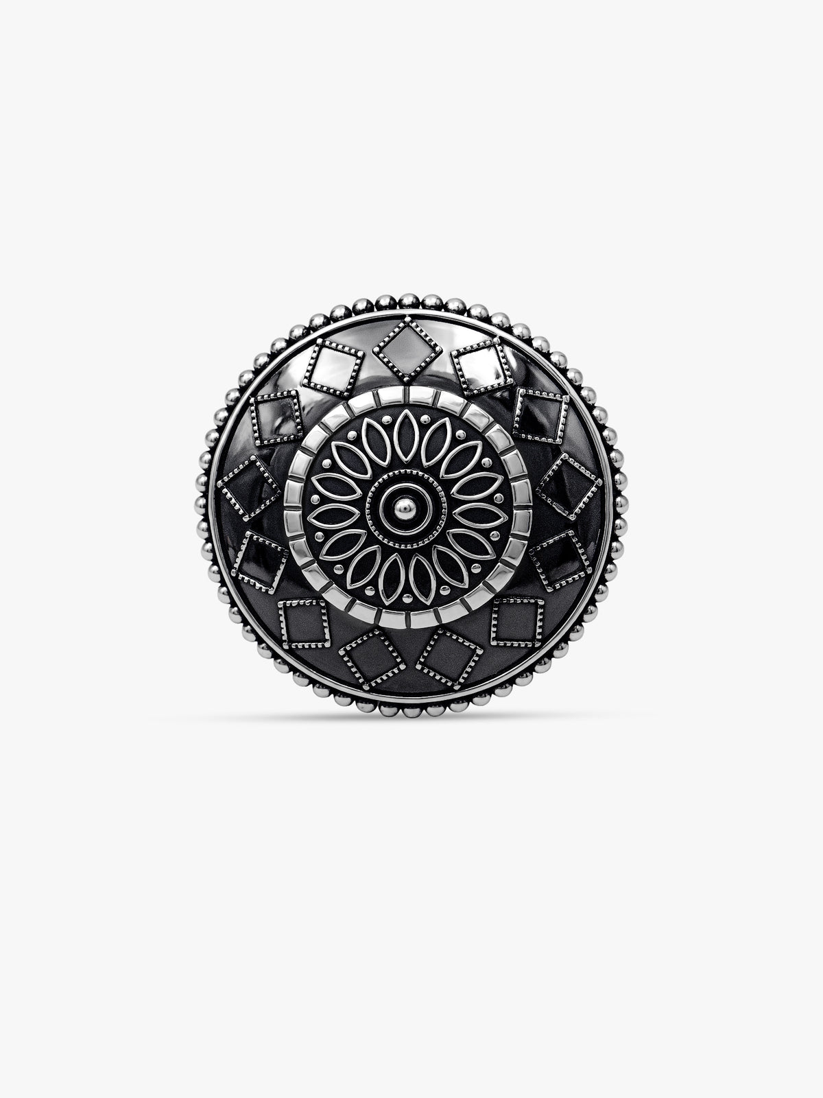 Oxidised Silver Mandara Ring (Size 12)