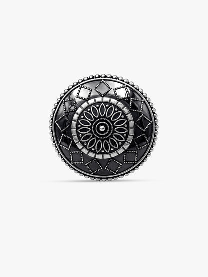 Oxidised Silver Mandara Ring (Size 12)