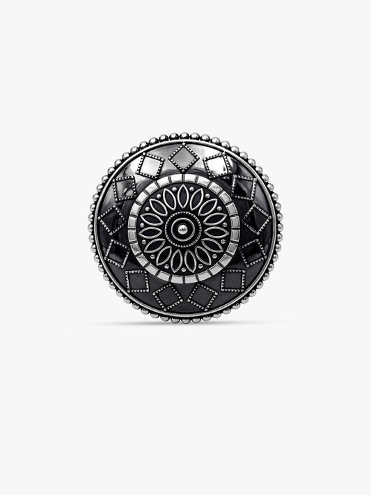 Oxidised Silver Mandara Ring (Size 12)