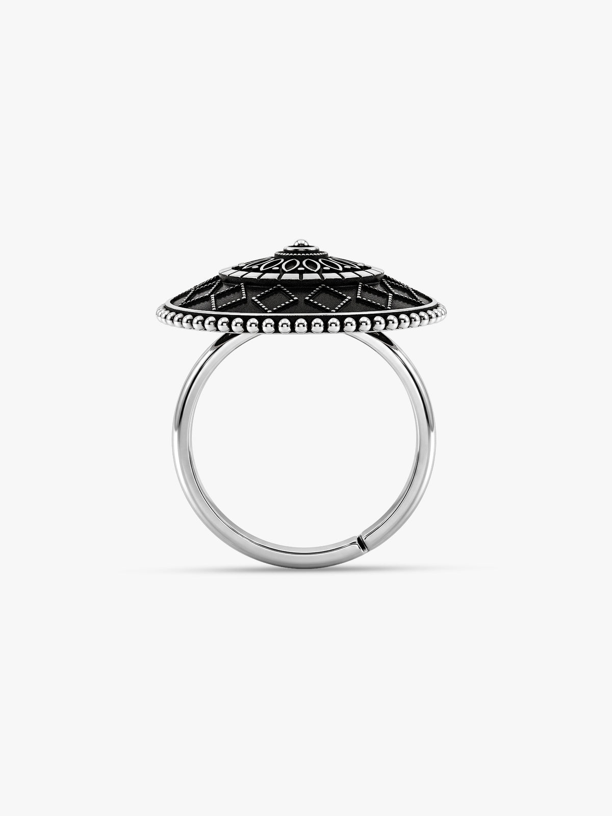 Oxidised Silver Mandara Ring (Size 12)