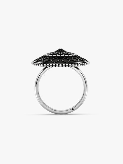 Oxidised Silver Mandara Ring (Size 12)