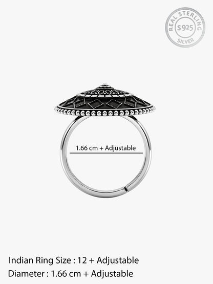 Oxidised Silver Mandara Ring (Size 12)