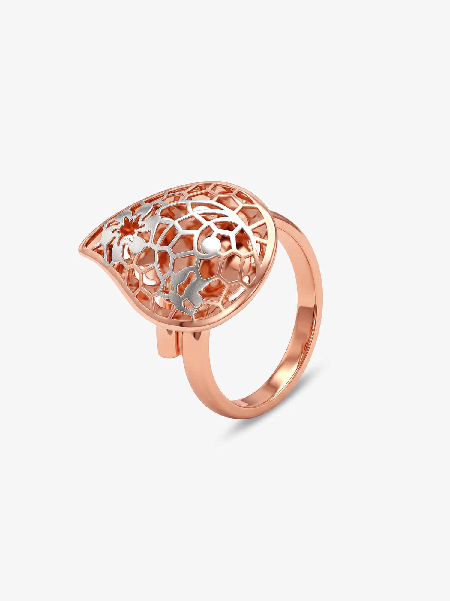 Dual Tone Mosaic Petal Silver Ring (Size 12)