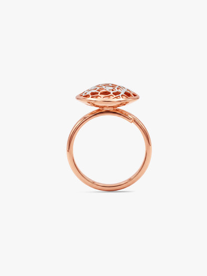 Dual Tone Mosaic Petal Silver Ring (Size 12)
