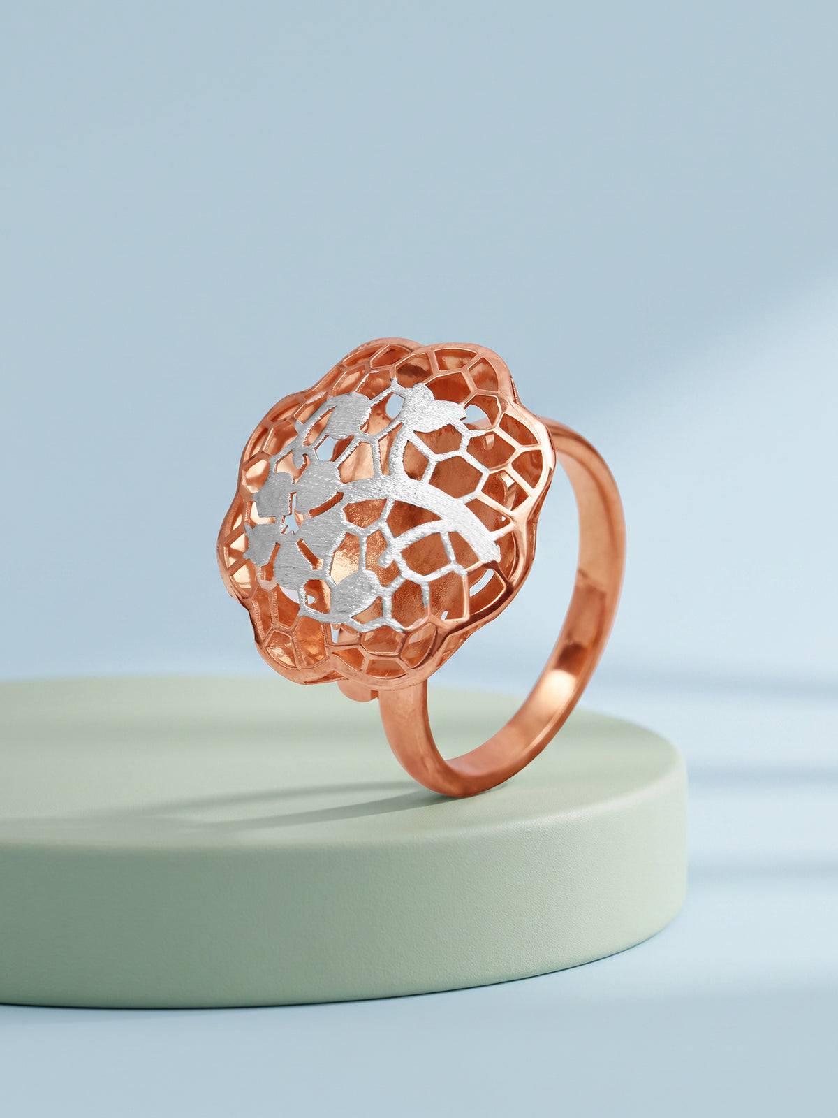Dual Tone Woven Grace Silver Ring (Size 12)