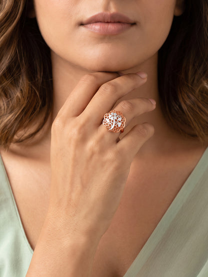 Dual Tone Woven Grace Silver Ring (Size 12)