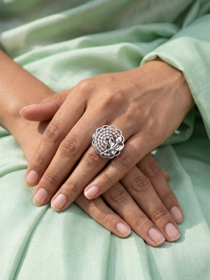Silver Wild Bloom Ring (Size 12)