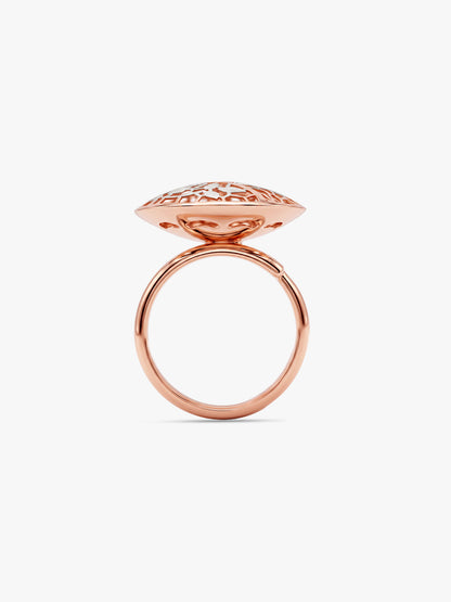 Dual Tone Filigree Bloom Silver Ring (Size 13)