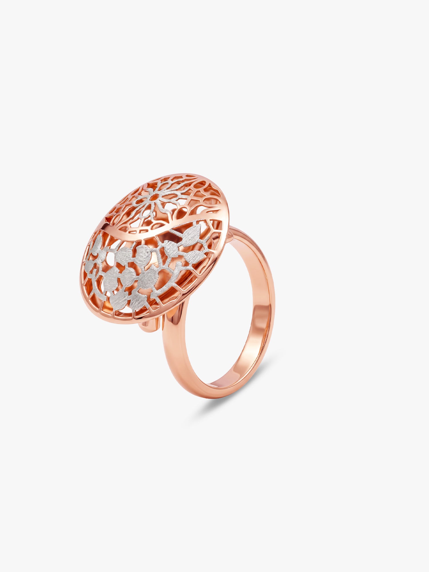 Dual Tone Filigree Bloom Silver Ring (Size 13)