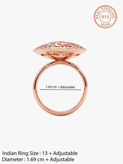 Dual Tone Filigree Bloom Silver Ring (Size 13)
