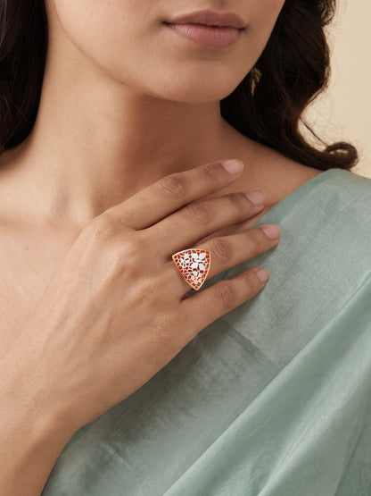 Dual Tone Three Point Silver Ring (Size 12)