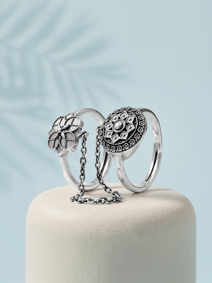 Oxidsed Silver Kashvi Rings (Size 12)
