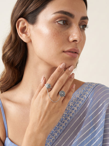 Oxidsed Silver Kashvi Rings (Size 12)