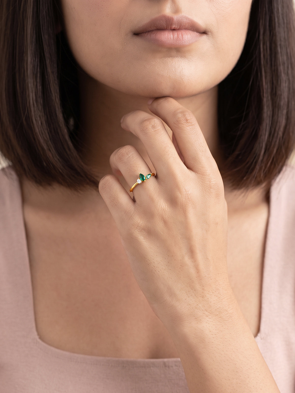 Golden Emerald Vine Ring (Size 12)