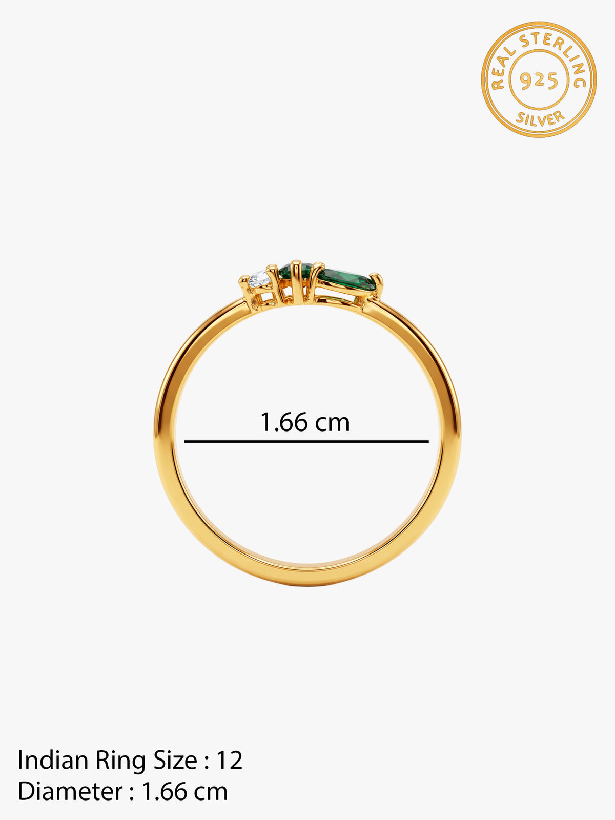 Golden Emerald Vine Ring (Size 12)