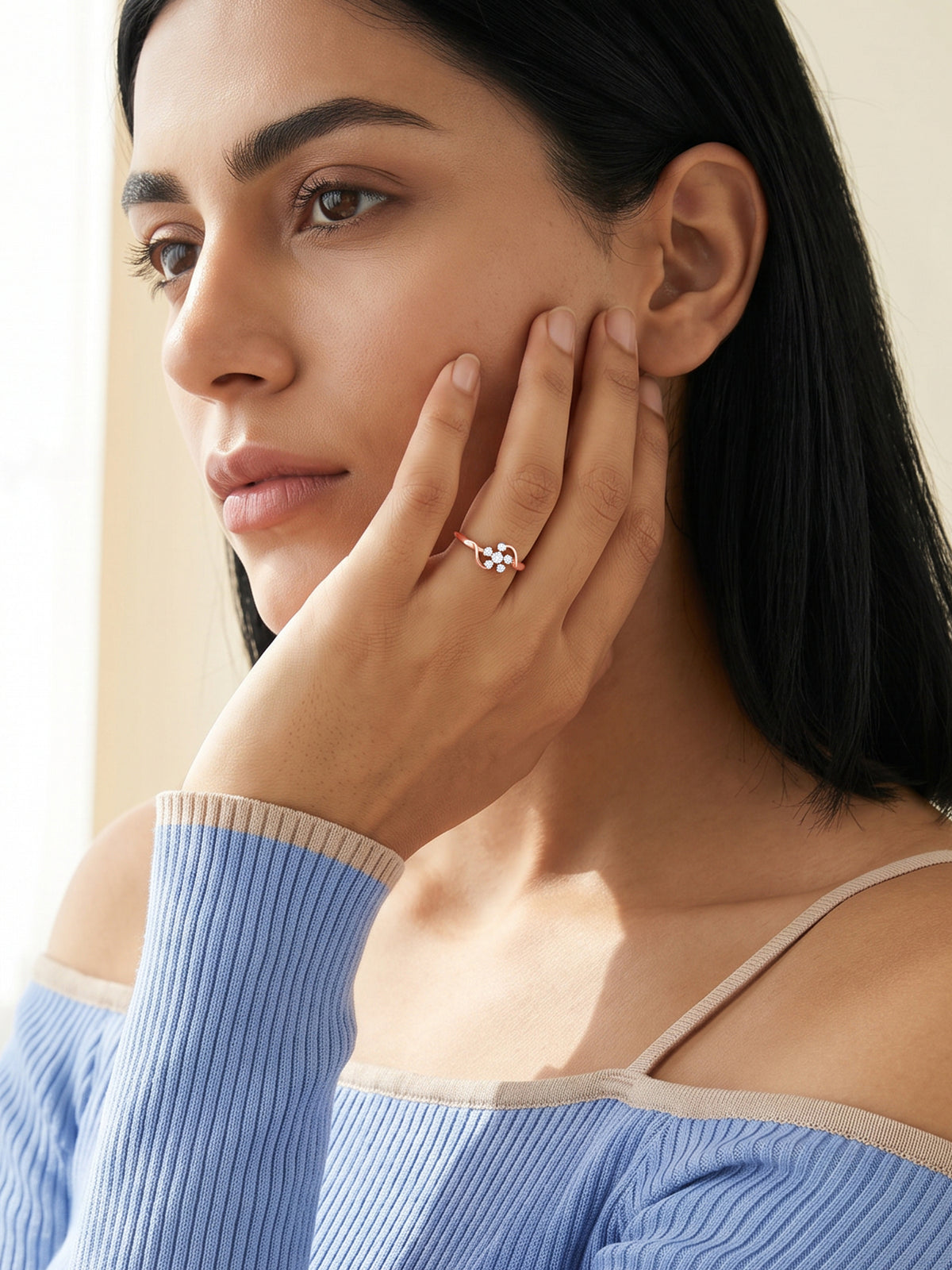 Rose Gold Melting Floral Ring (Size 12)