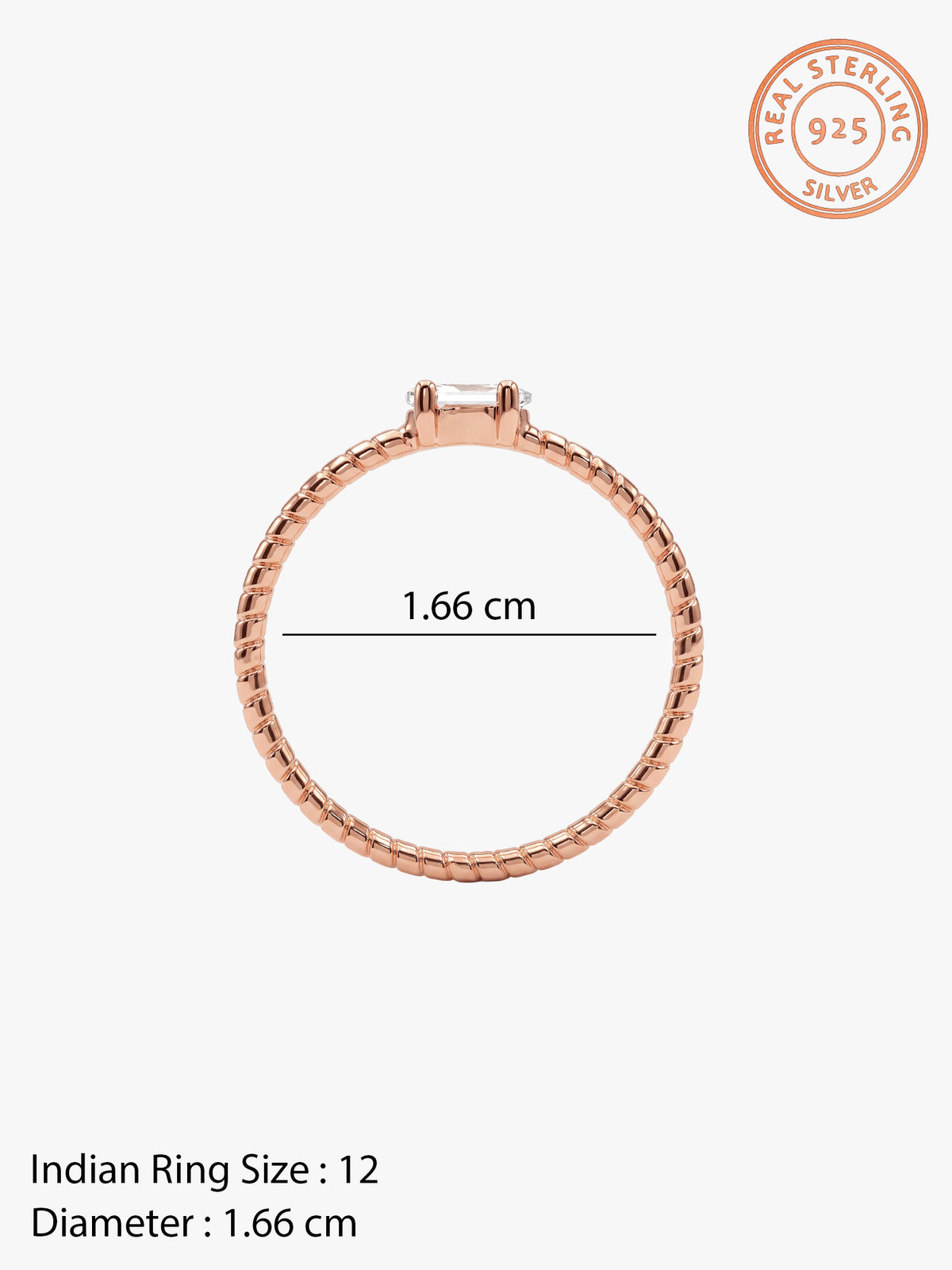 Rose Gold Princess Twist Ring (Size 12)