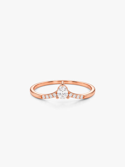 Rose Gold Vesper Teardrop Ring (Size 12)