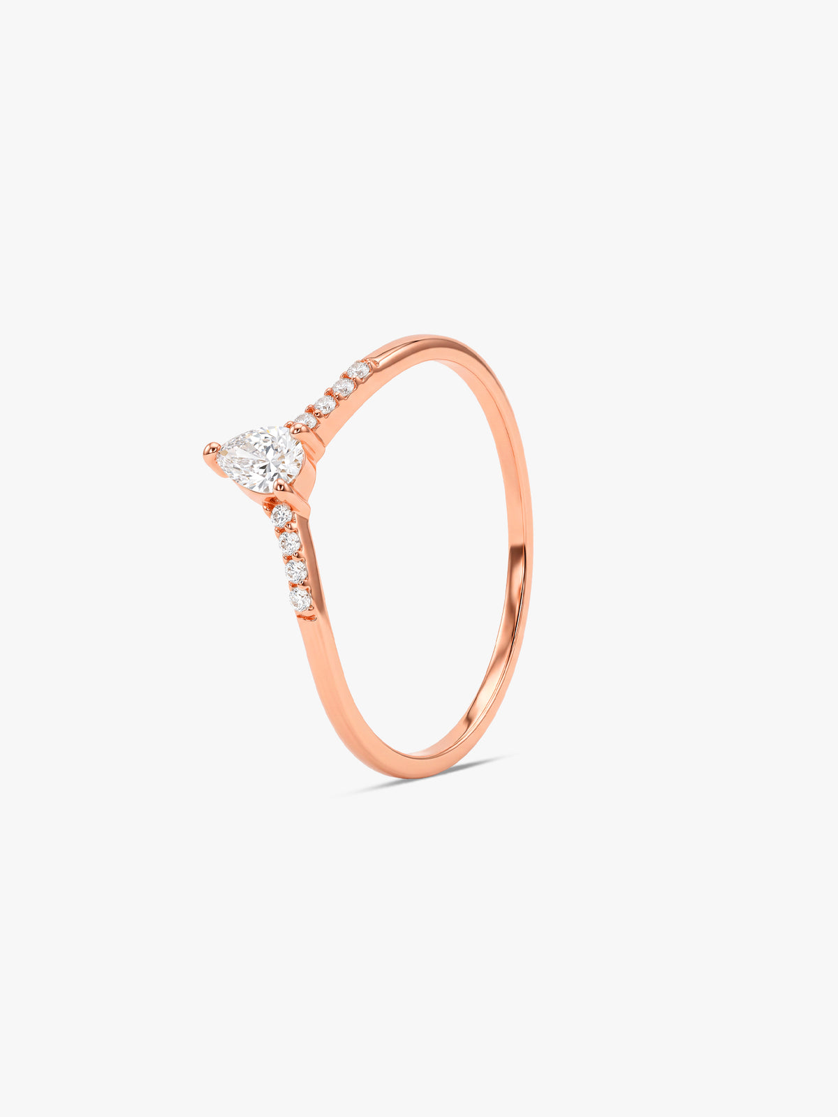Rose Gold Vesper Teardrop Ring (Size 12)