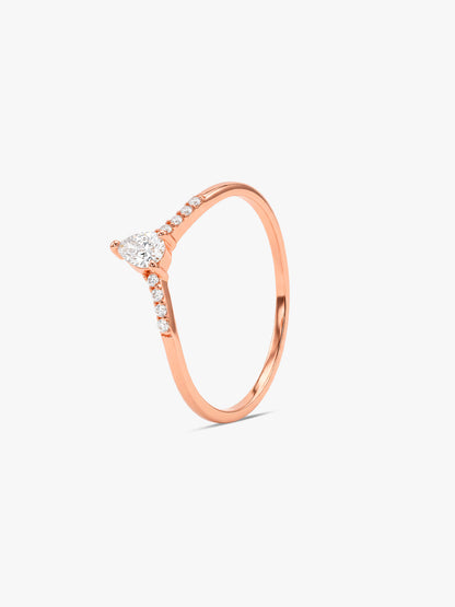 Rose Gold Vesper Teardrop Ring (Size 12)