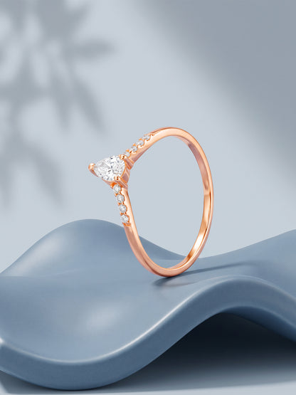 Rose Gold Vesper Teardrop Ring (Size 12)