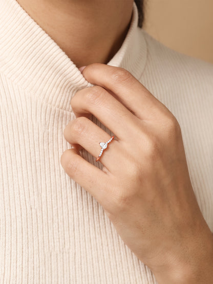 Rose Gold Vesper Teardrop Ring (Size 12)