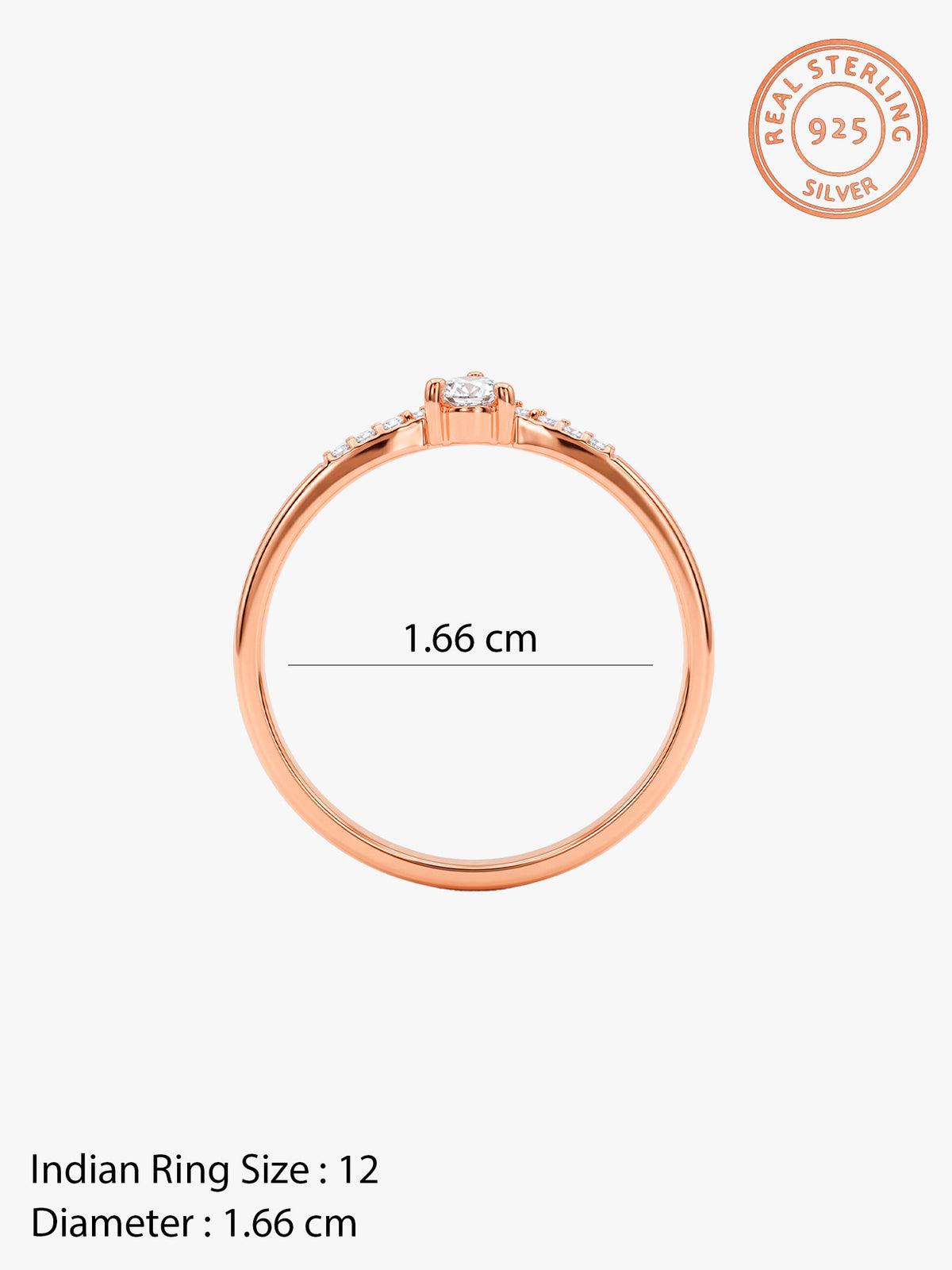 Rose Gold Vesper Teardrop Ring (Size 12)