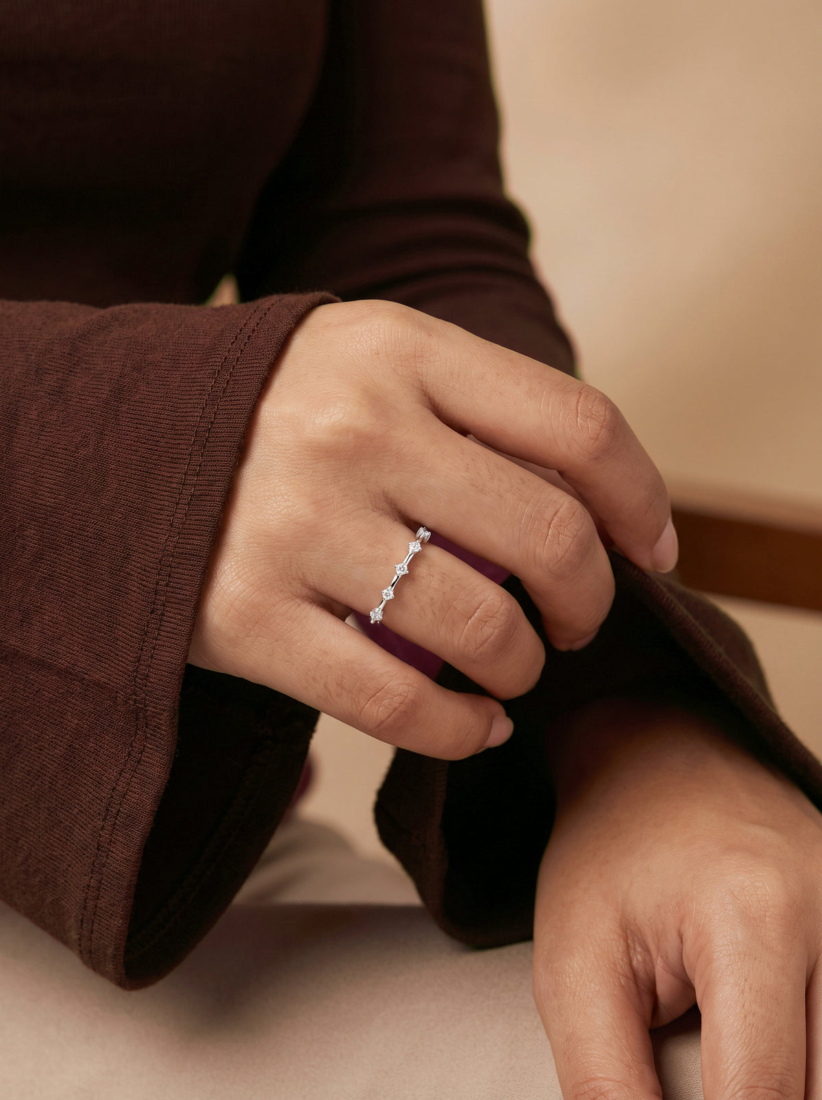 Silver Pentad Aurora Ring (Size 12)