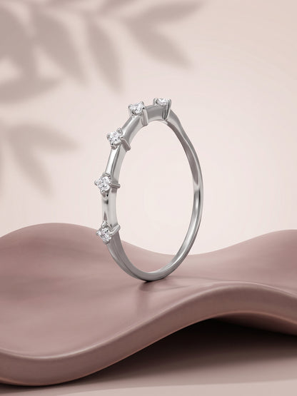 Silver Pentad Aurora Ring (Size 12)