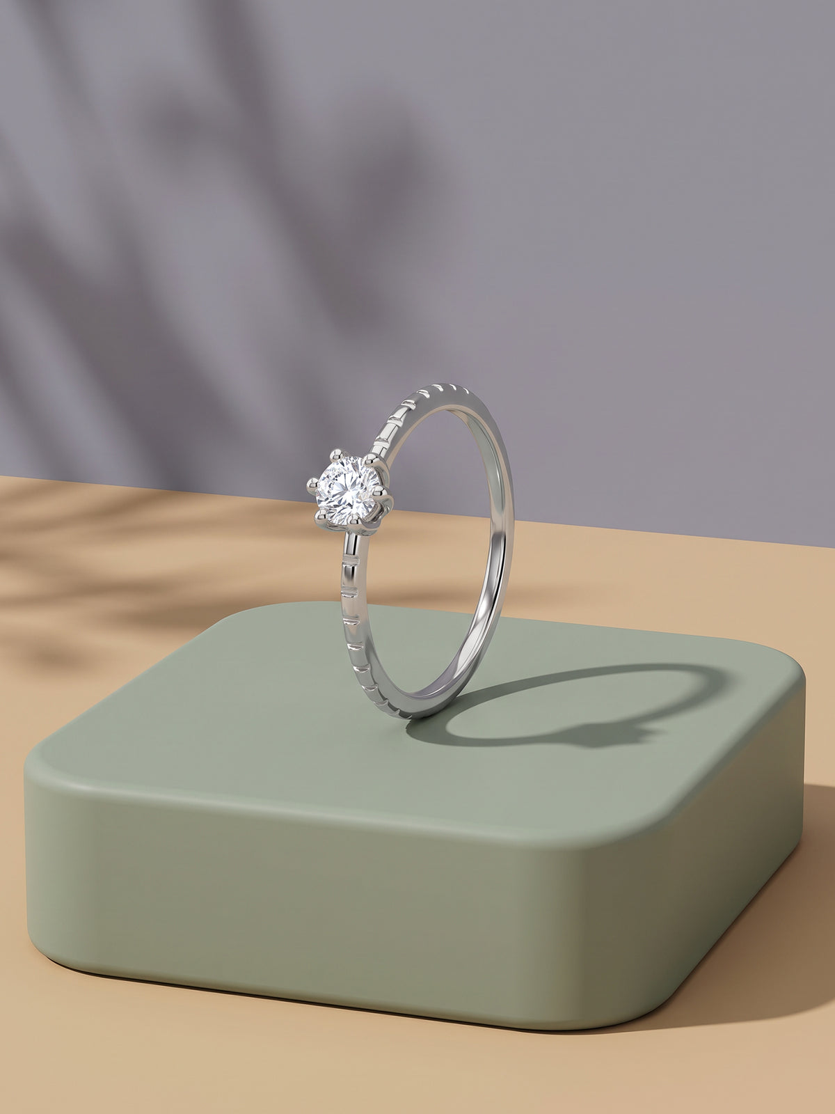 Silver Everglow Solitaire Ring (Size 12)