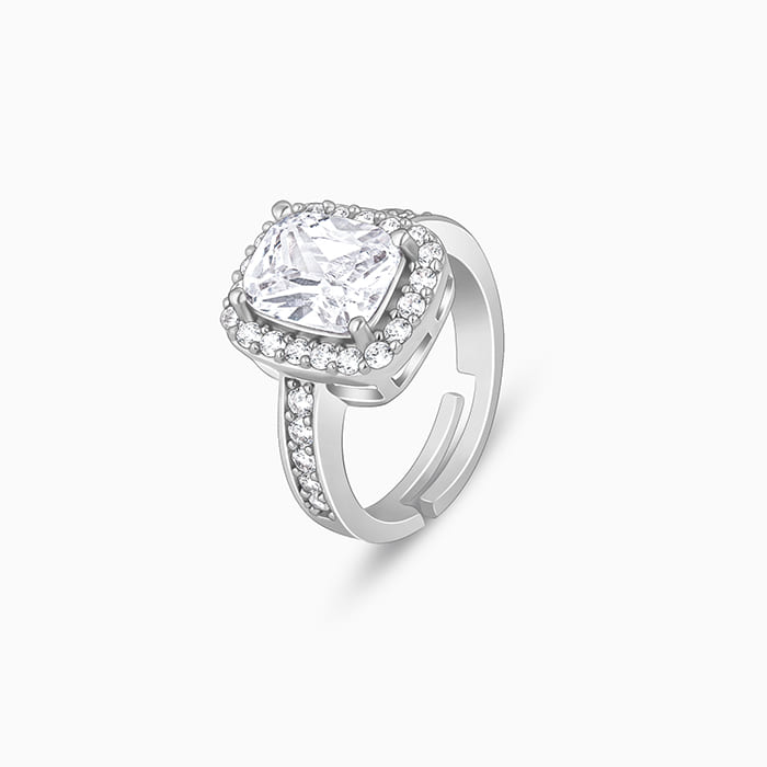 Silver Classic Solitaire Ring - view 4