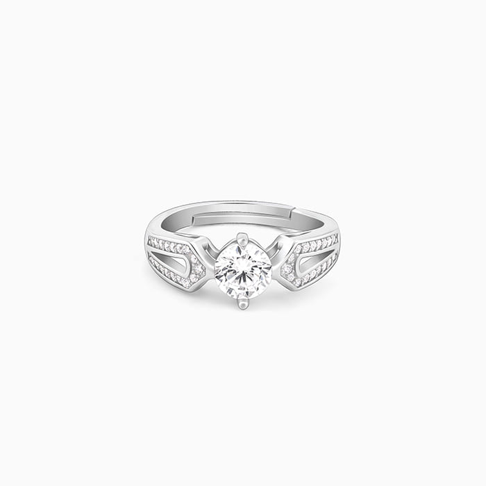 Silver Zircon Elegant Loop Ring - Image 1