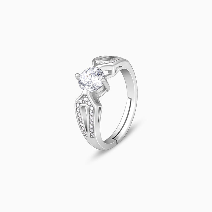 Silver Zircon Elegant Loop Ring - view 5