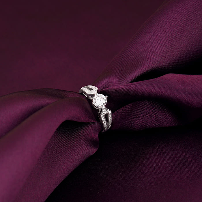 Silver Zircon Elegant Loop Ring - view 2