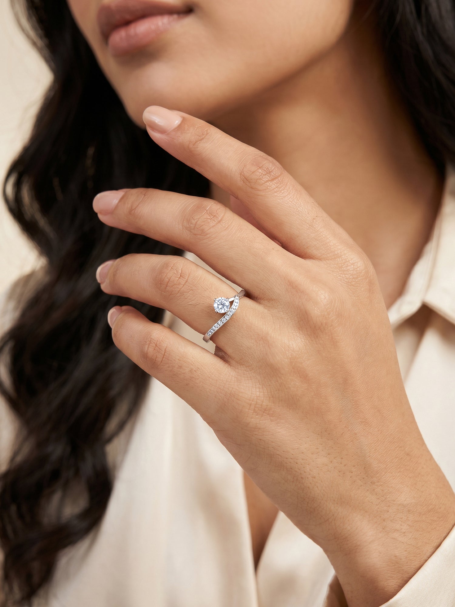 Silver Zircon Embrace Ring