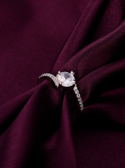 Silver Zircon Stone Ring