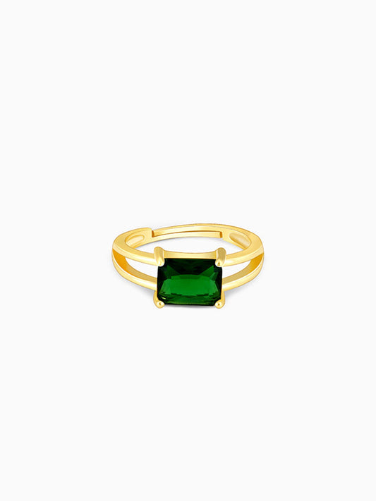 Golden Green Velvet Stone Ring