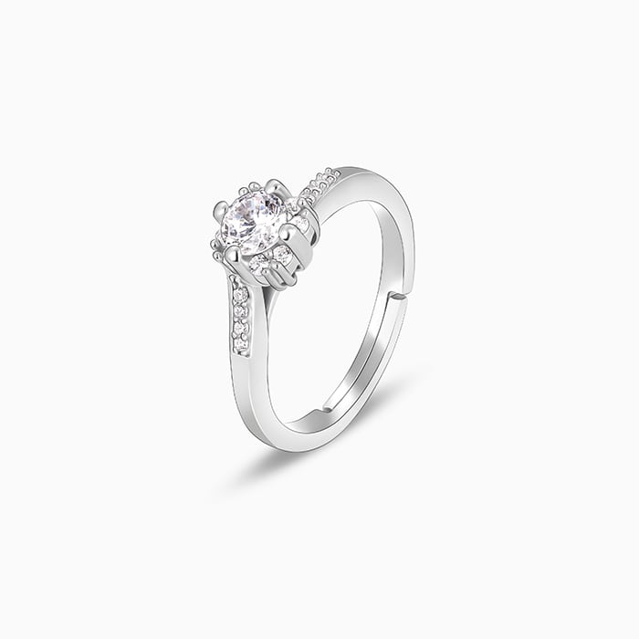 Silver Zircon Twist Ring - view 4