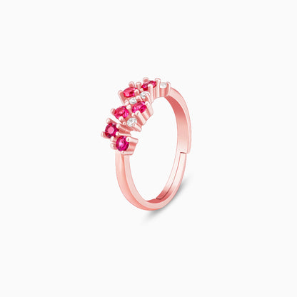 Rose Gold Pink and White Waves Ring