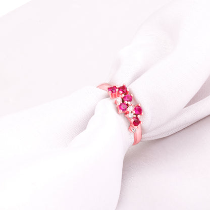 Rose Gold Pink and White Waves Ring