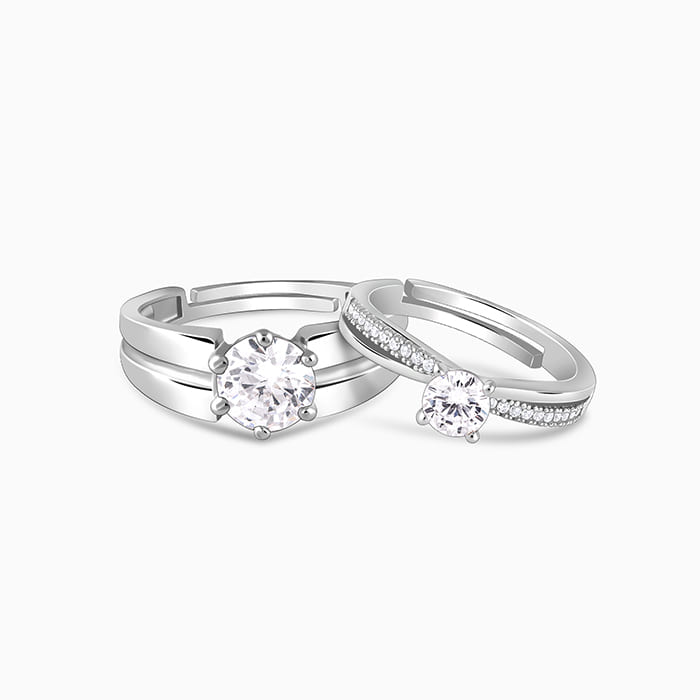 Silver Zircon Layered Couple Rings - Image 1