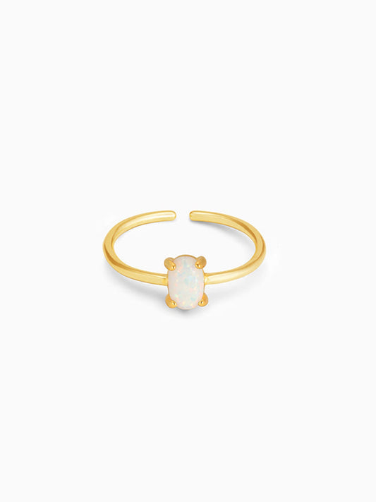 Golden Oval White Ring