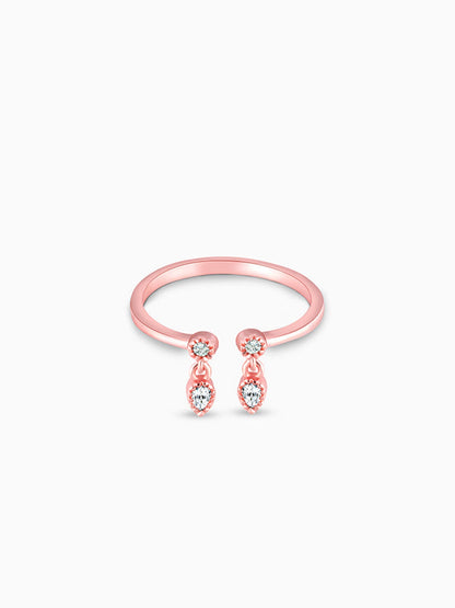 Rose Gold Zircon Quartet Ring