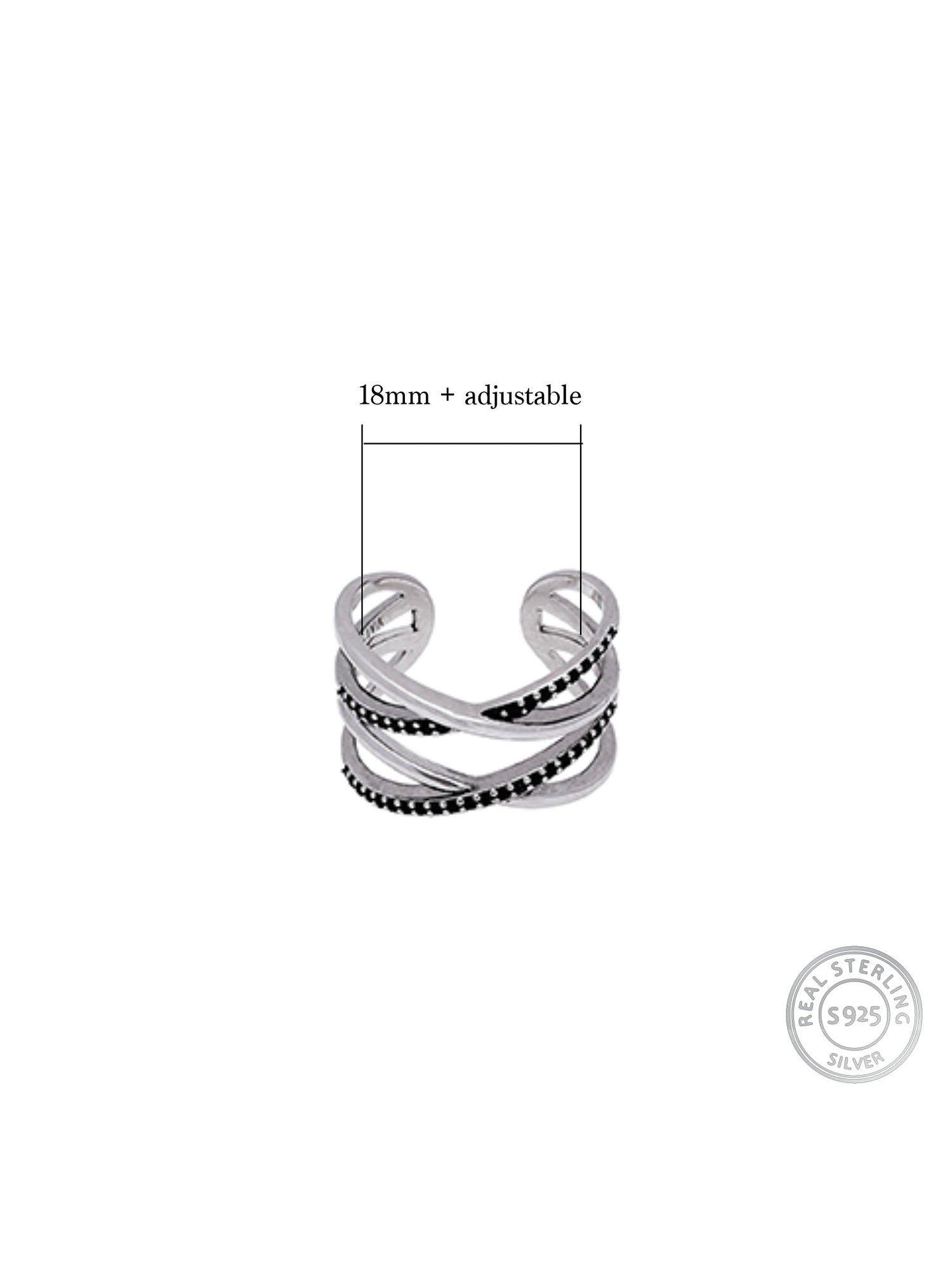 Kriti Sanon Silver Weave Black Zircon Ring