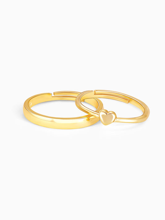 Golden Rise In Love Couple Rings