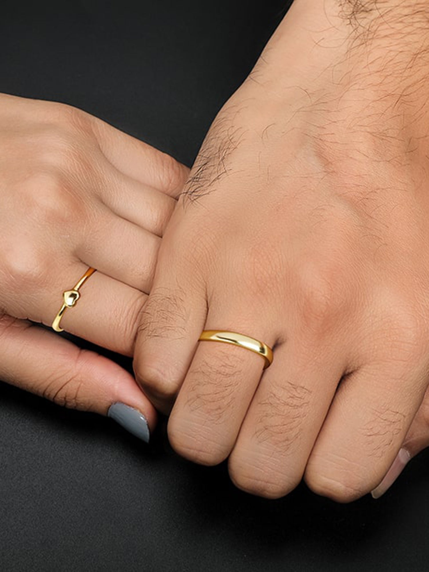 Golden Rise In Love Couple Rings