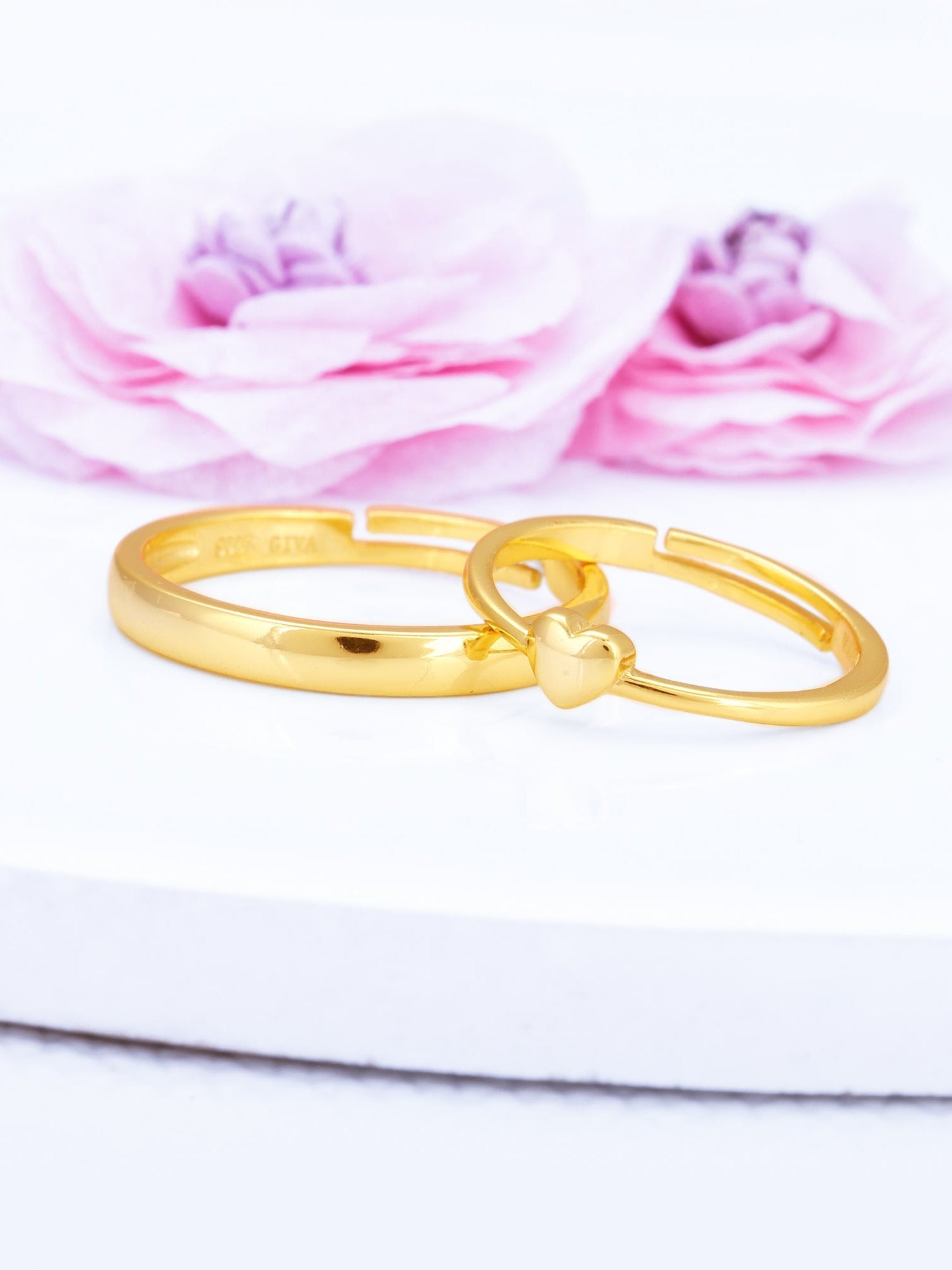 Golden Rise In Love Couple Rings