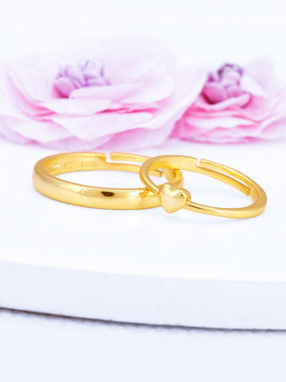Golden Rise In Love Couple Rings