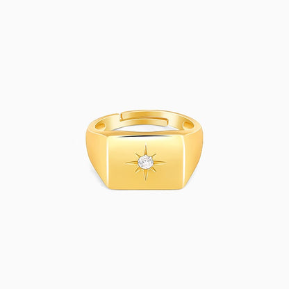 Golden Rise Star Signet Ring for Him (Size 22)